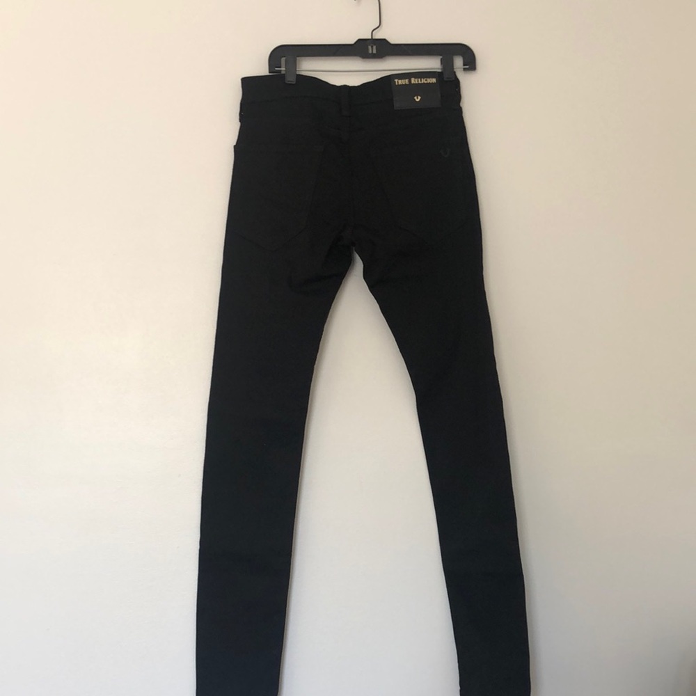 True Religion Woman’s Black Jeans NEW Size 30 Skinny Tony Jeans Gold Zip Pocket